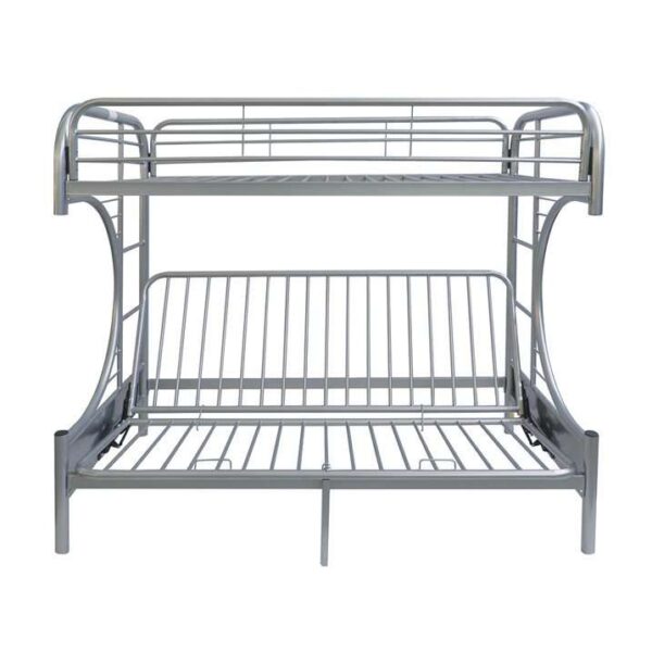 Eclipse Twin over Full/Futon Metal Bunk Bed in Silver - Image 3