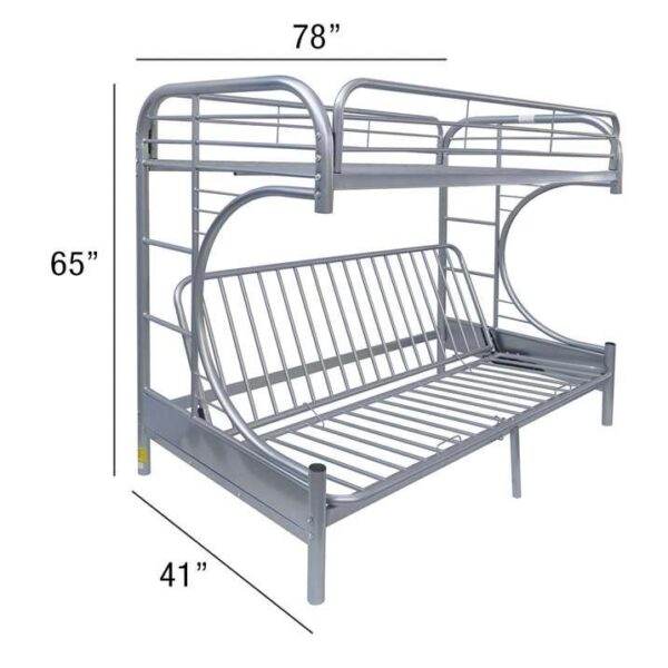 Eclipse Twin over Full/Futon Metal Bunk Bed in Silver - Image 4