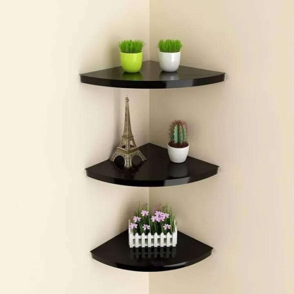 Set of 3 Corner Shelf Kitchen shelf Wall Shelf Wall-mounted Display Storage Organizer Rack by Home Décor Decorative