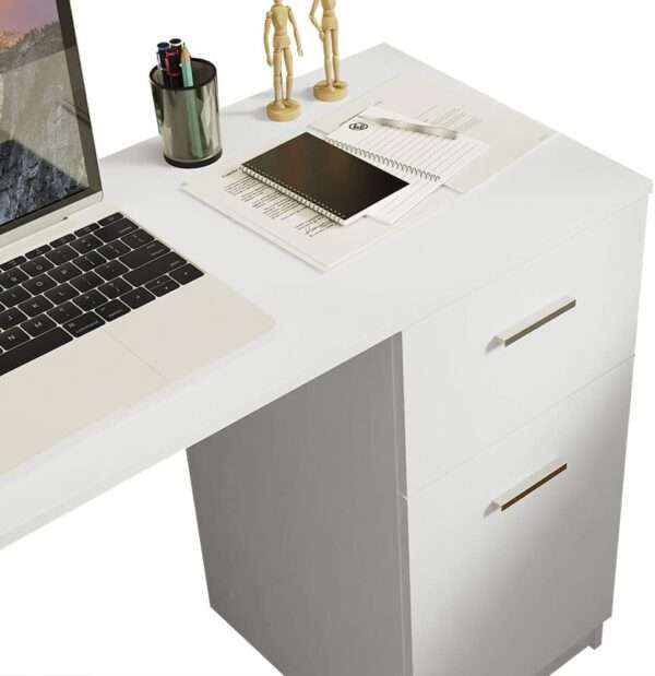 Madesa Compact Computer Desk Study Home Office 43 Inch Student Writing Desks with Storage and Drawer, Modern Ergonomic Gaming - Image 3