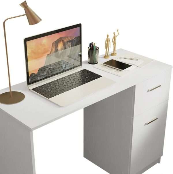 Madesa Compact Computer Desk Study Home Office 43 Inch Student Writing Desks with Storage and Drawer, Modern Ergonomic Gaming - Image 2