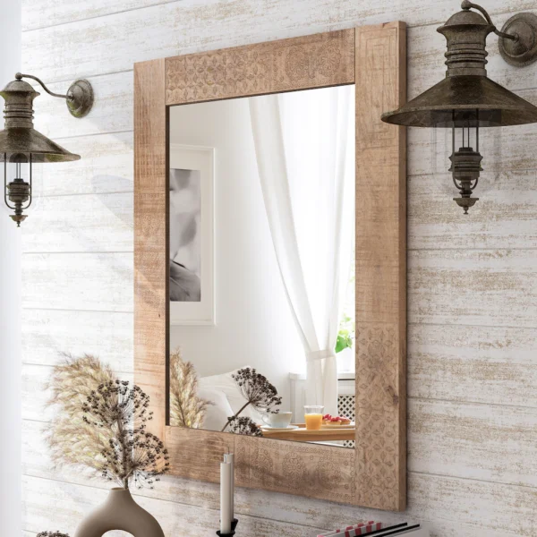 Carina Rustic Natural Solid Wood Wall Mirror by Furniture of America