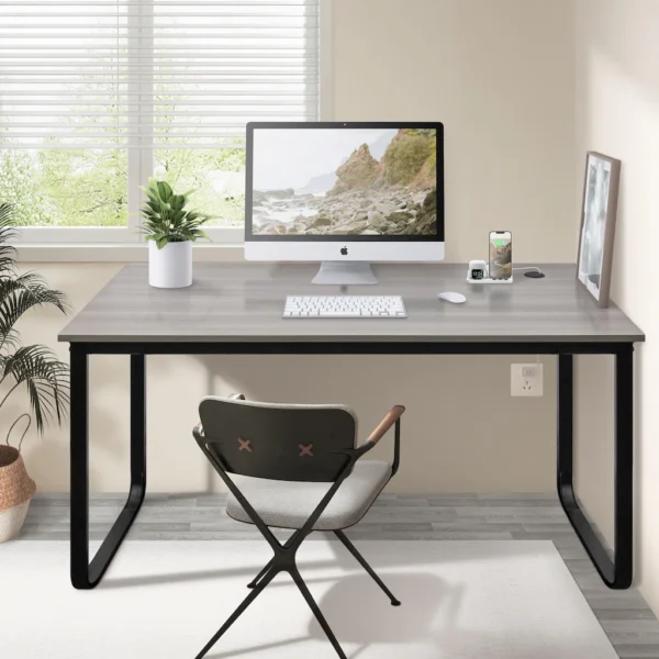 Modern Black Meatal Computer Office Desk Personal With Storage shelves table