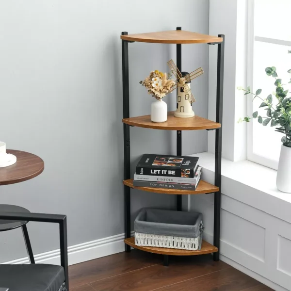 Corner 3/4 Tier Shelf Stand Wooden Shelving Display Unit Bookshelf Storage Racks